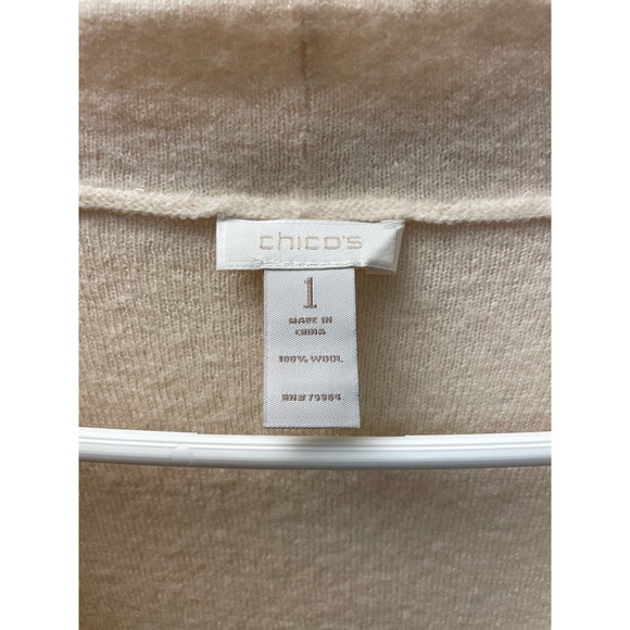 Vintage CHICOS 100% WOOL sweater white vanilla y2k womens size 1 - Picture 3 of 4